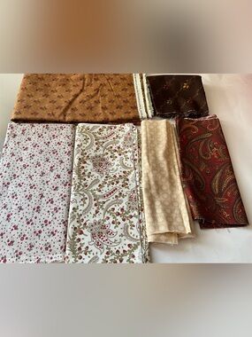 Quilting Sewing Material Lot Cotton Henry Glass Fabrics #8864 Browns Red Paisley